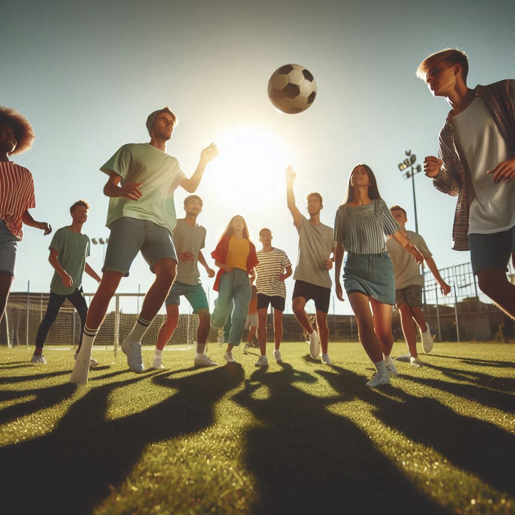 Voetbal sporten met een groep